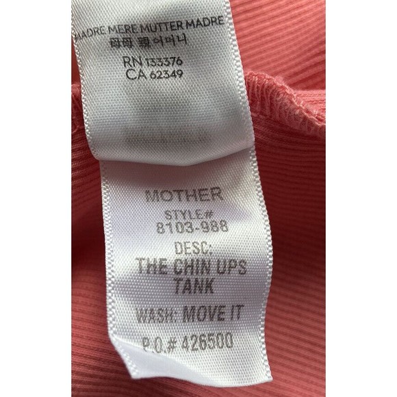 Mother Move It Womens The Chin Ups Tank Size M Coral Ribbed Racer Style Slim Fit - Picture 9 of 13